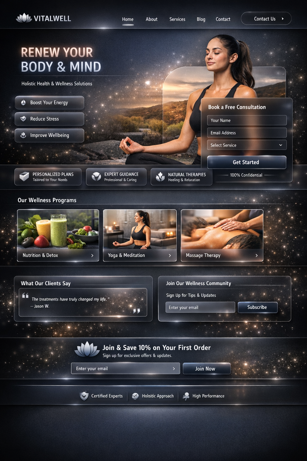 Health and wellness website concept with booking integration