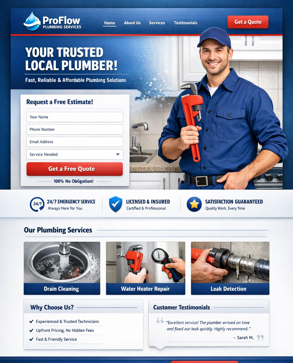 Lead generation website concept for a trades business
